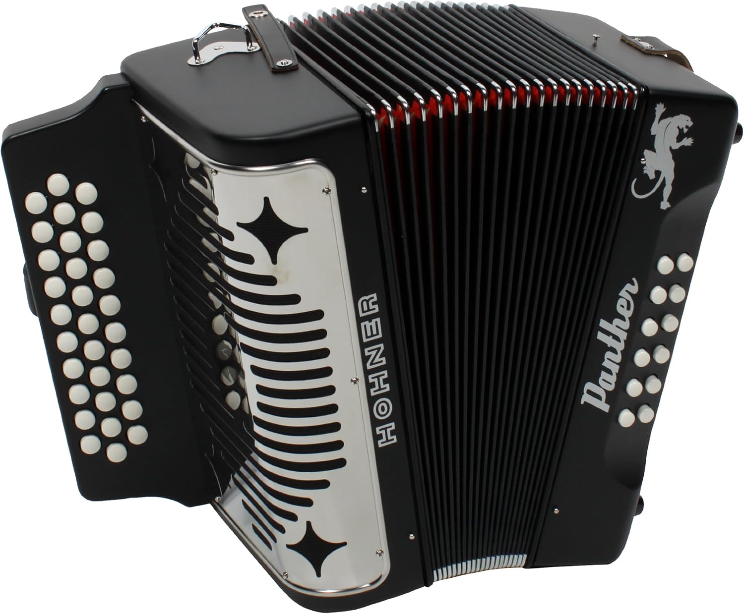 Hohner Panther Diatonic Accordion, Negro Key of FA w/Free Gig Bag