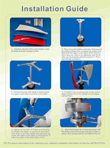 14000W Silent Vertical Wind Turbine Generator - 12V/24V/48V/110V/220V Magnetic Levitation with MPPT Controller for Home & Street Lighting - Red, 48V Model