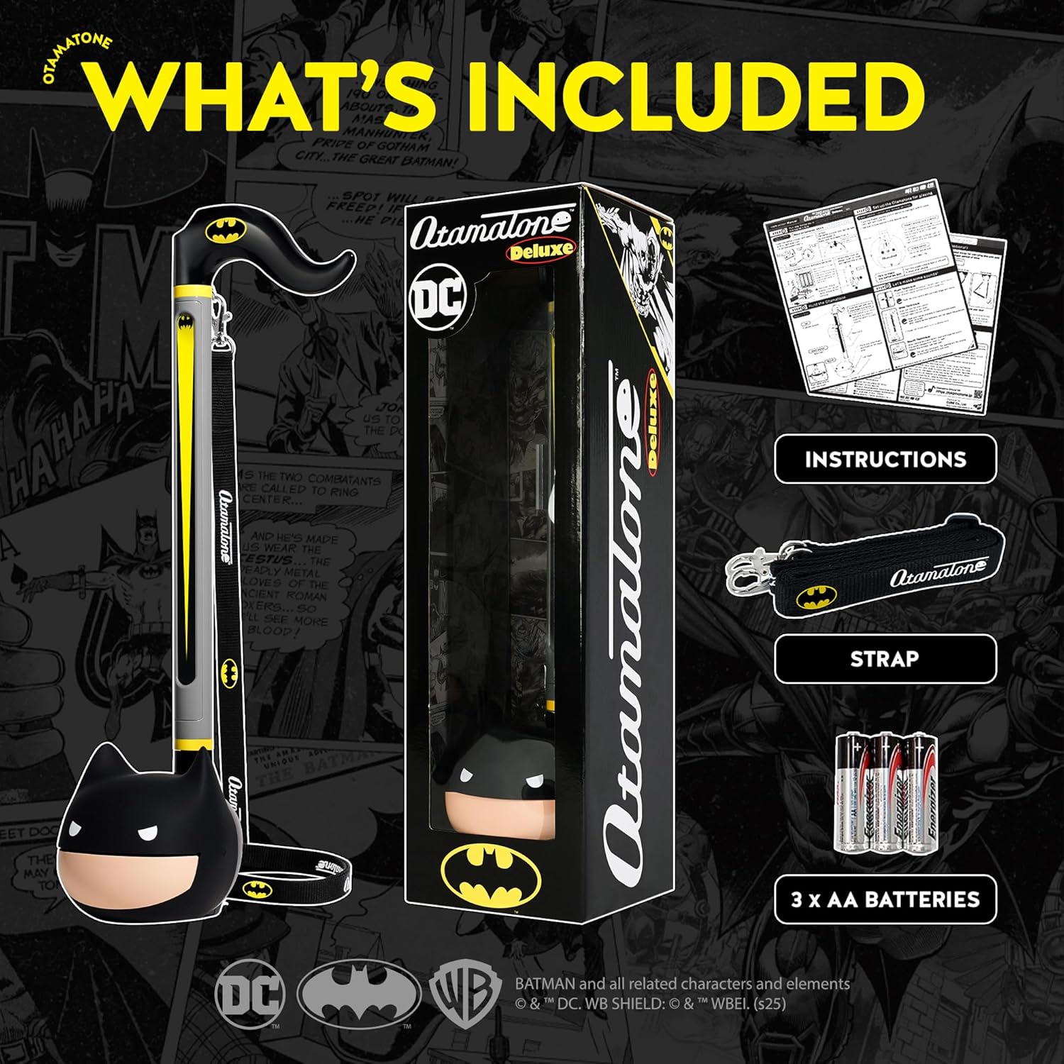Otamatone Deluxe Batman Electronic Musical Instrument for Adults Portable Synthesizer Digital Electric Music from Japan by Maywa Denki Cool Stuff Gifts [English Instructions]