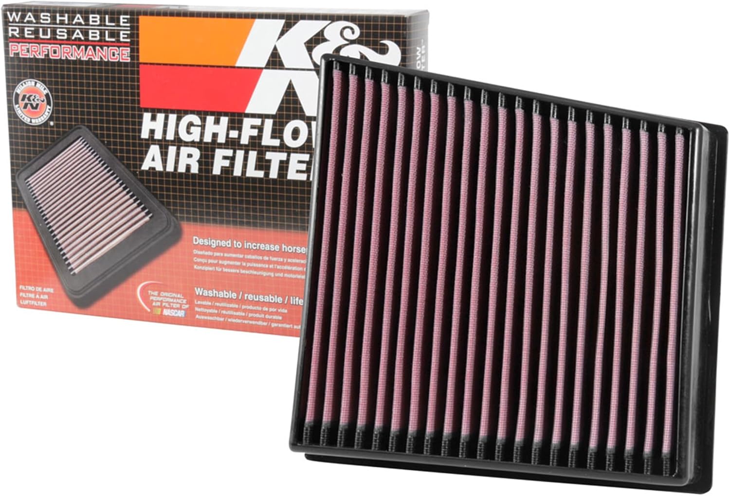 K&N High-Flow Original Lifetime Engine Air Filter: Increase Power: Premium, Washable: Compatible with 2017-2019 Chervolet/GMC: Silverado 2500 & 3500, Sierra 2500 & 3500, 33-5065