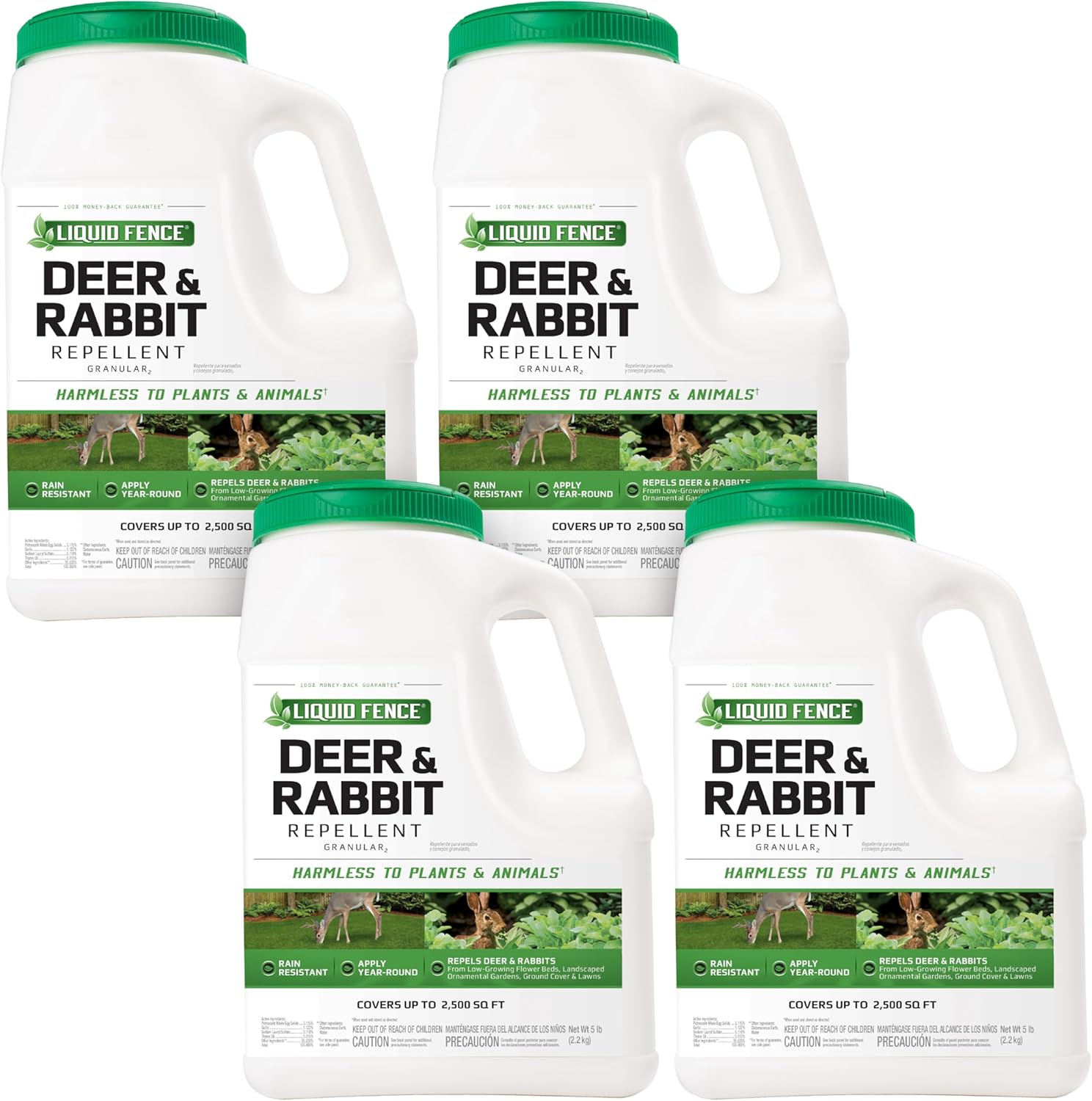 Liquid Fence Deer And Rabbit Repellent Granular 5 Pounds, Harmless To Plants And Animals(Pack of 4)