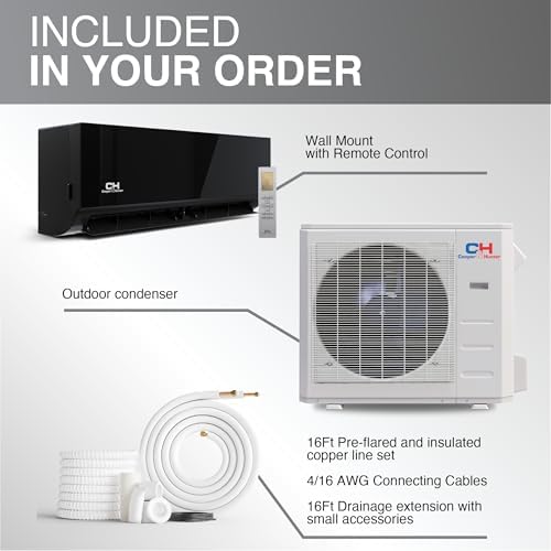 Cooper & Hunter 24,000 BTU Ductless Mini Split Air Conditioner & Heat Pump – 23.5 SEER2 – 230V Inverter – 16FT Installation Kit Included – Midnight Edition