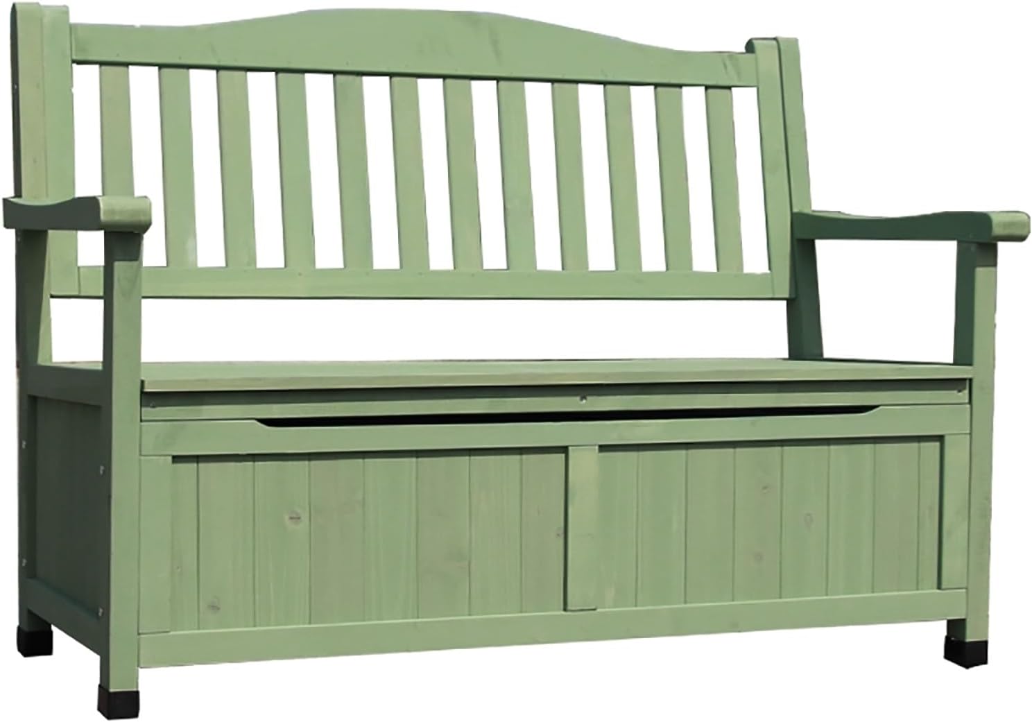 Garden Storage Bench, Wooden Outdoor Bench, Entryway Storage Box, Park Patio Benches with Backrest and Armrest, for Balcony Yard Front Porch(Green)
