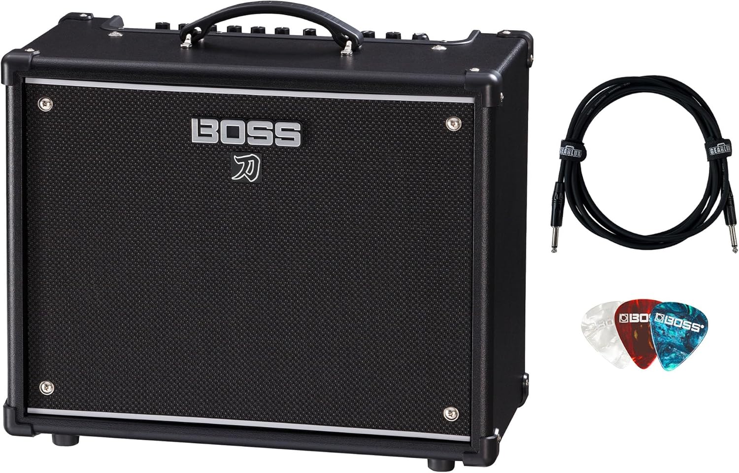 Boss Katana-50 Gen 3 50-Watt 1x12-Inch Guitar Combo Amplifier Bundle with Gearlux Instrument Cable and Picks