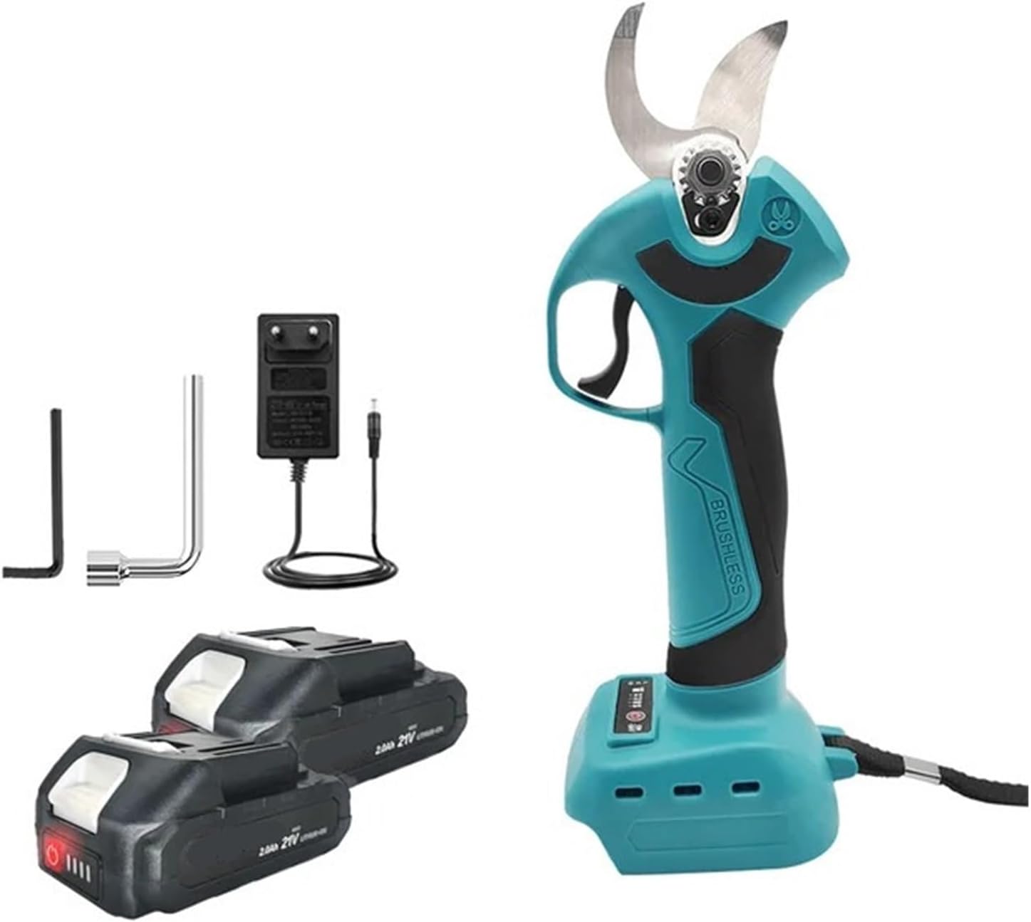 Cordless Pruning Shears Rechargeable Electric Scissors Brushless Garden Pruner Electric Cutter for 18V Battery(2PCS 2Ah Battery)