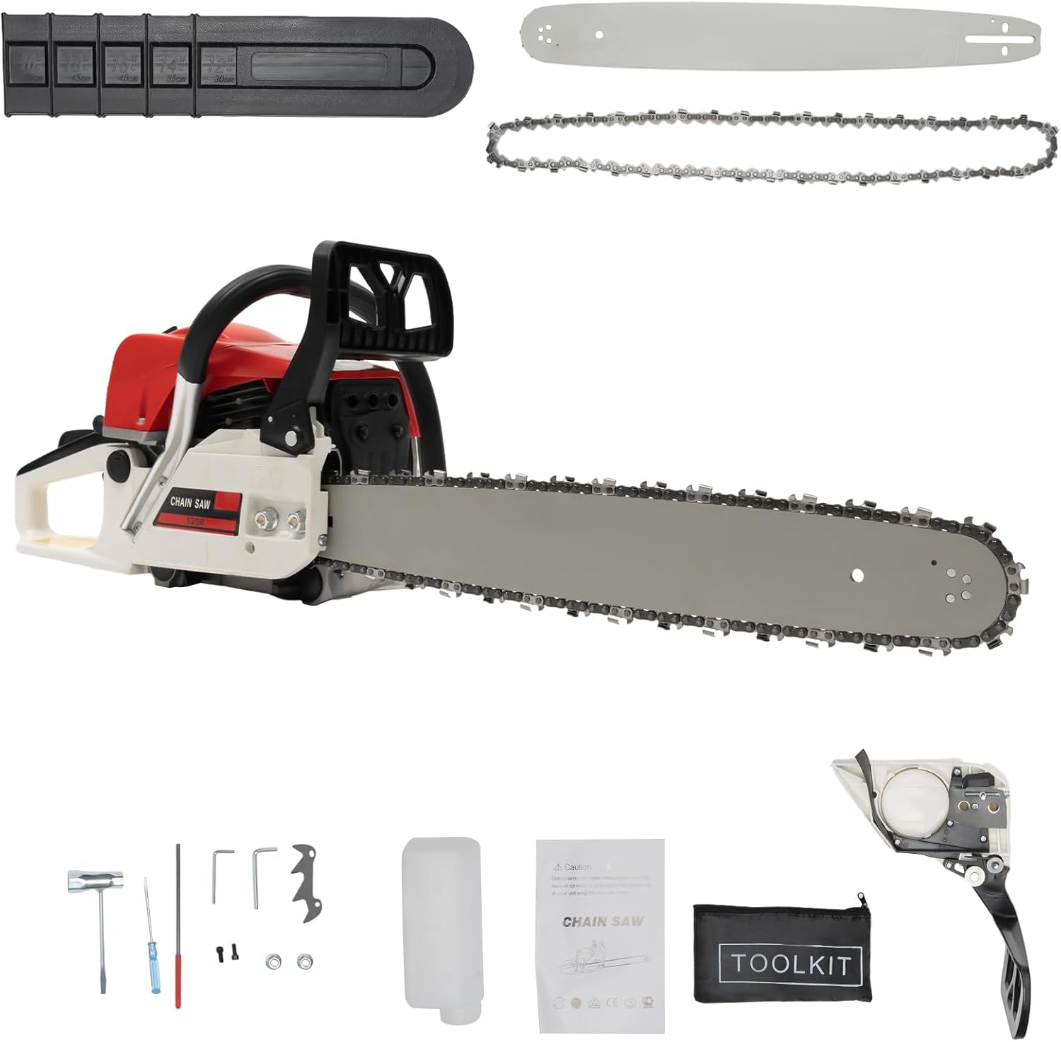 2-Stroke 20 Inch Gas Chainsaw, 52CC Chainsaw Cutting Wood Gas Sawing, 2.0KW Cordless Gas Chainsaw, with Automatic Lubrication and Chain Tension Adjustment,Advanced Safety Features