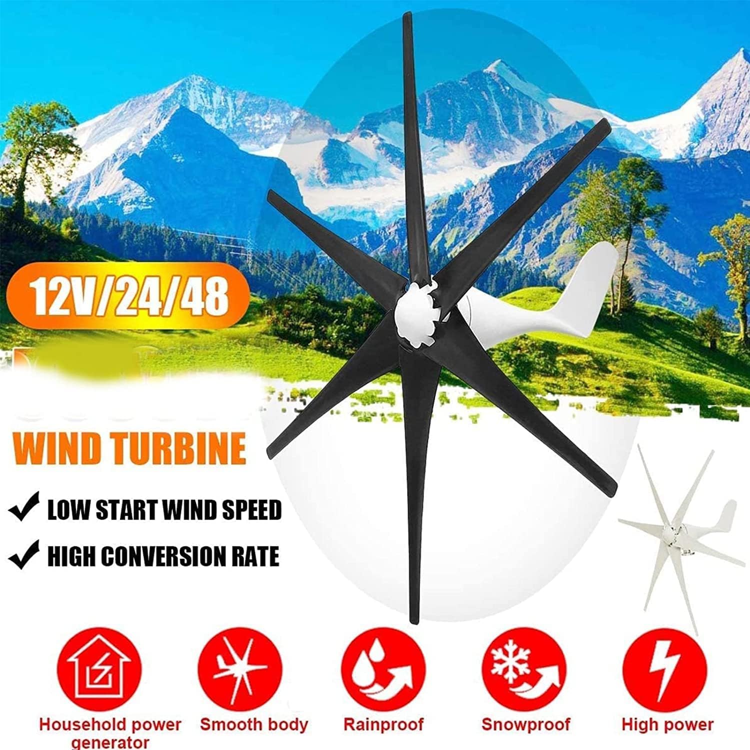 9000 W 12 V 24 V Wind Turbine with Nylon Fibre Wind Turbine Generator Home Powerful Windmill Energy Turbine