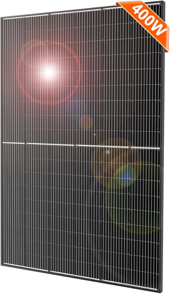 DOKIO 400W 31V Mono Solar Panel - Works for 12V/24V Systems, Equipped with 9.84ft MC4 Wiring, Perfect for Gardens, Courtyards, Greenhouses, Sheds, Terraces & Off-Grid Battery Charging.