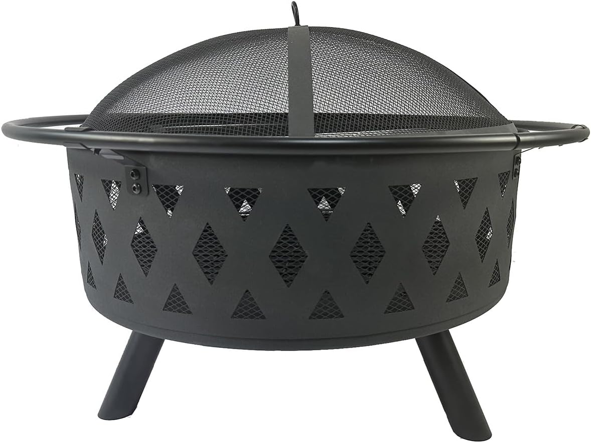 Outdoor Heaters for Patio Wood Burning Fire Pit for Outside with Spark Screen & Fire Grate Heavy Duty Iron Outdoor Fireplace for Backyard Garden & Camping Use