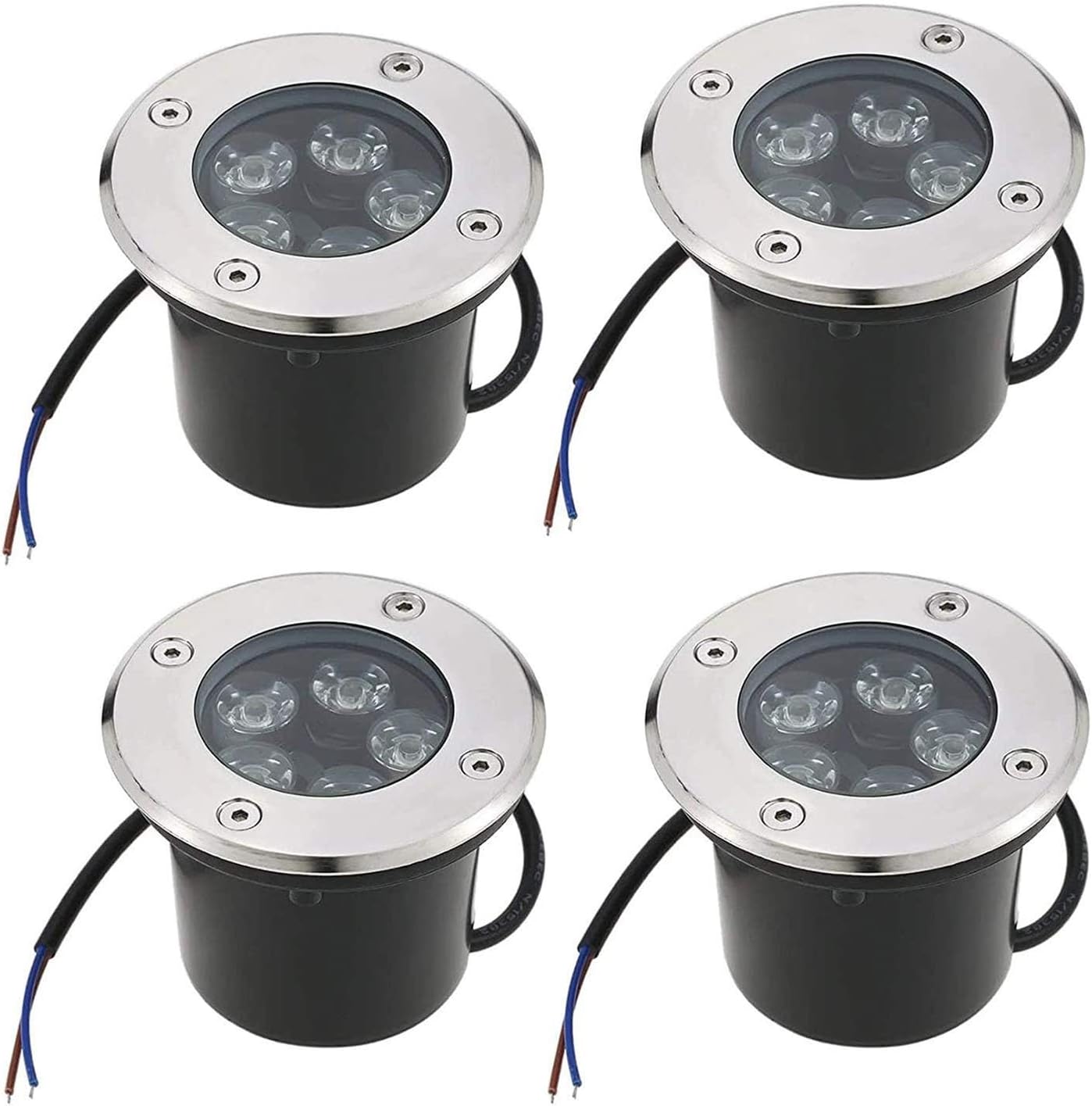 4PCS Outdoor Recessed Spotlight - 5W Floor-Standing Garden Lamps, IP67 Waterproof Stainless Steel Buried Lights, Underground Light LED, for Terrace, Path Lighting