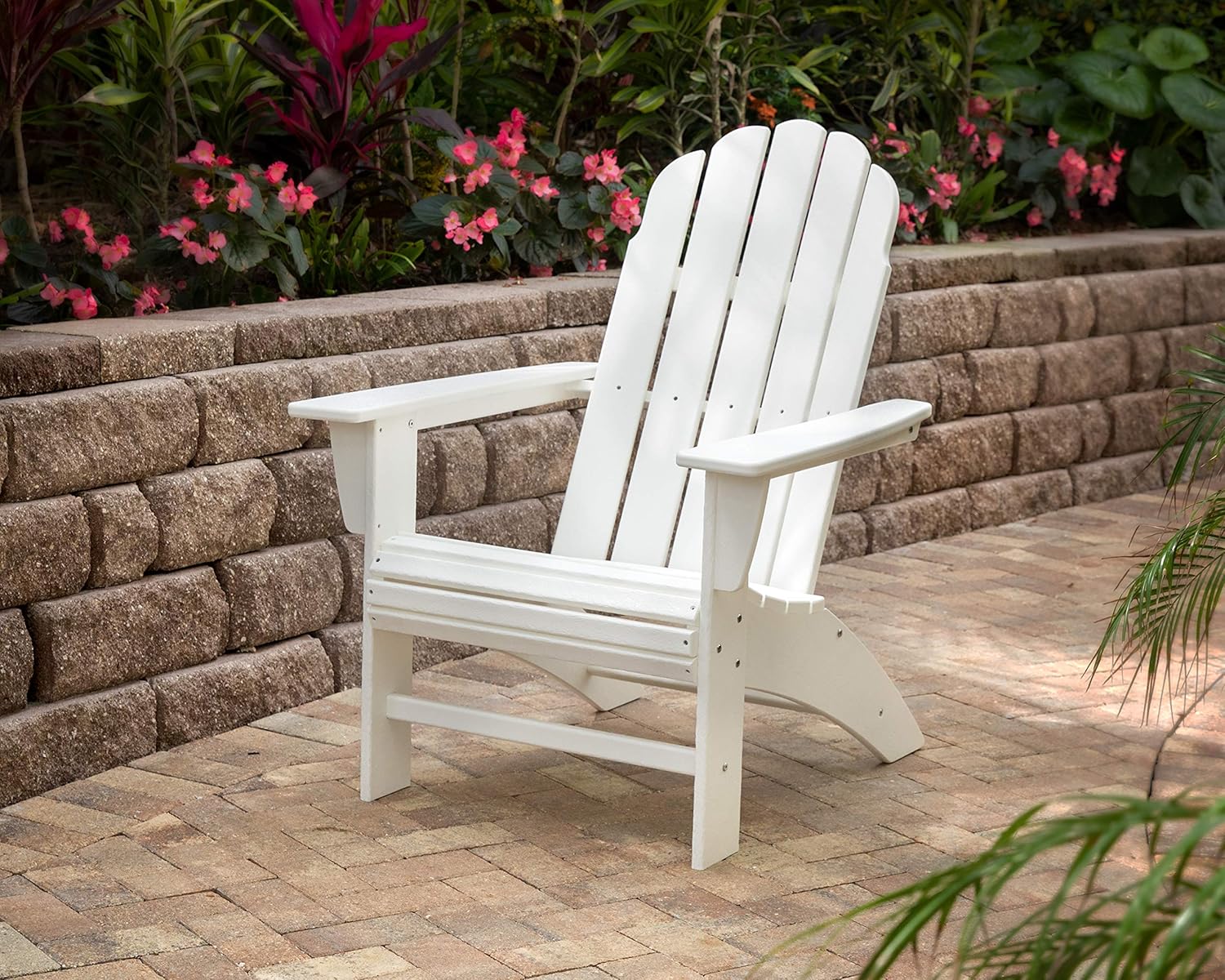 POLYWOOD Vineyard Curveback Adirondack Chair, Slate Grey - Heavy Duty HDPE Outdoor Patio Furniture - Classic Comfort Design for Deck, Garden, Backyard, Pool, Fire Pit