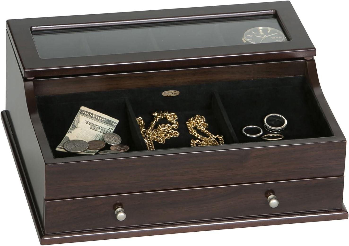 Mele & Co. Hampden Jewelry Valet, Mahogany