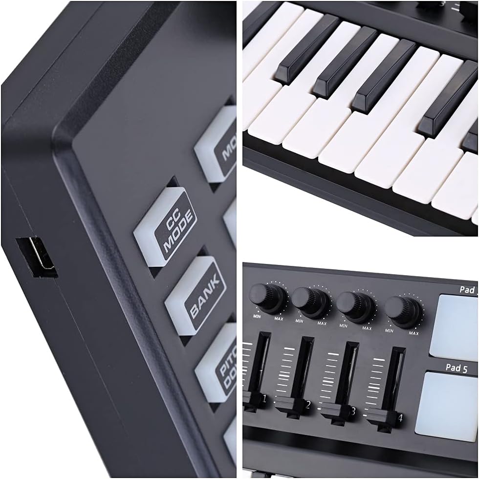 mini Portable Mini 25-Key USB Keyboard and Drum Pad MIDI Controller