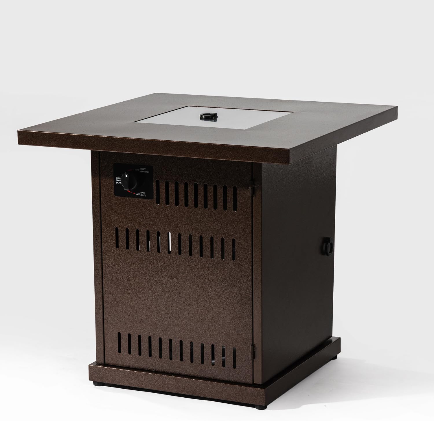 28-Inch Square Propane Fire Pit Table with Stainless Steel Lid