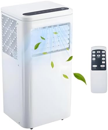 10,000 BTU Portable Air Conditioner，Cools 450 Sq.Ft, Quiet Operation with Fan, Remote & Timer, Easy Install, White