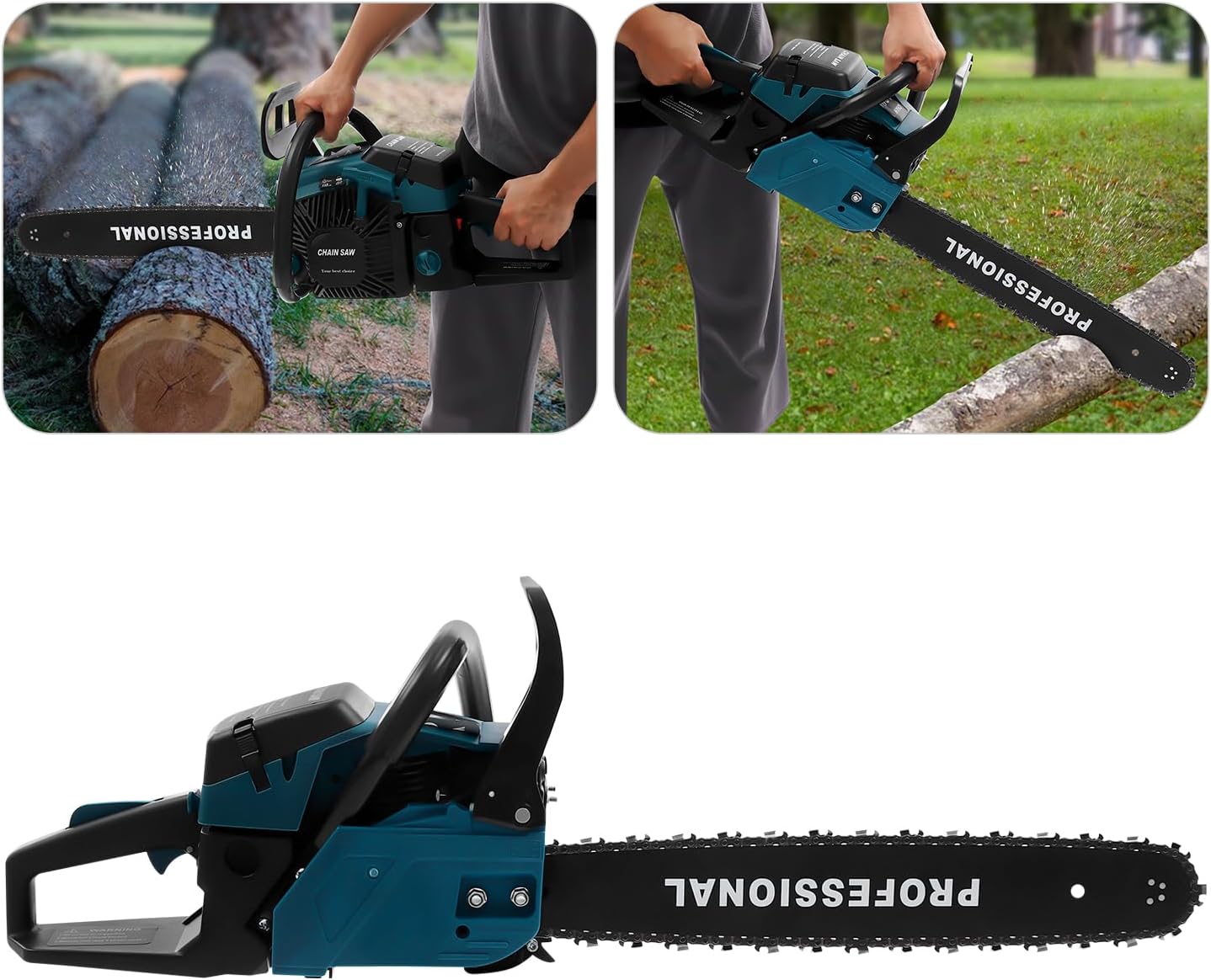20 Inch Gas Chainsaw, 58CC 3.1 HP Gas Power Chain Saw with Single Cylinder Air-cooled 2-Stroke Engine and 18.6 oz Fuel Tank, Petrol Handheld Gasoline Chainsaws for Forest Harvesting, Pruning Branches
