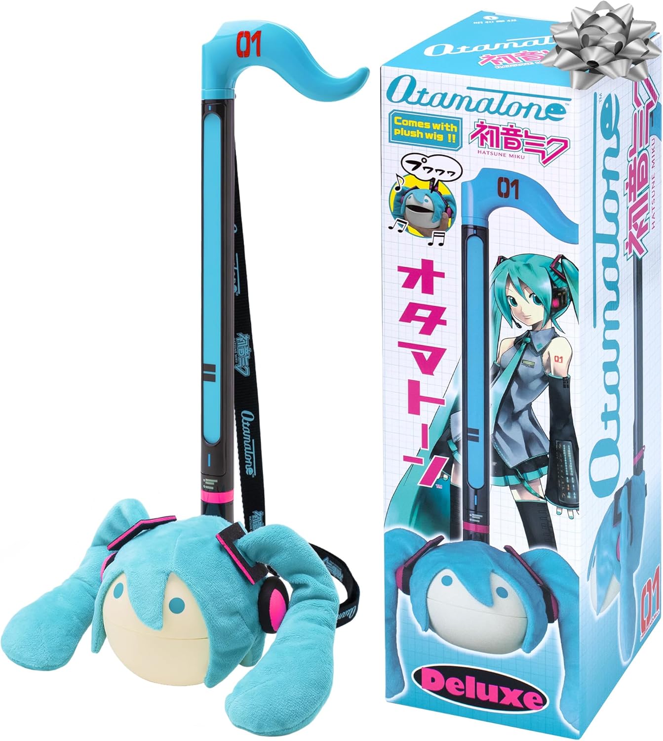 Otamatone Deluxe [Hatsune Miku Edition] Electronic Musical Instrument Portable Synthesizer from Japan Maywa Denki [Includes Removable Plush Wig]