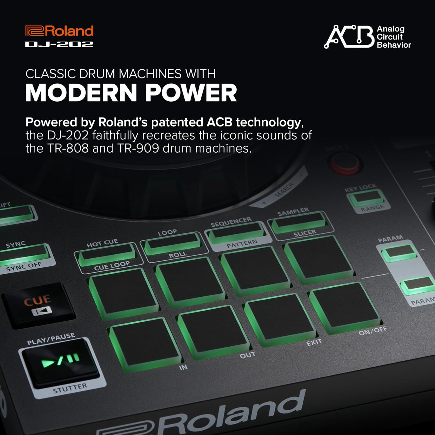 Roland DJ-202 Compact DJ Controller | 2-Channel, 4-Deck Controller for Serato DJ Lite | Large, Low-Latency Platters | Iconic Roland Drum Kit Sounds