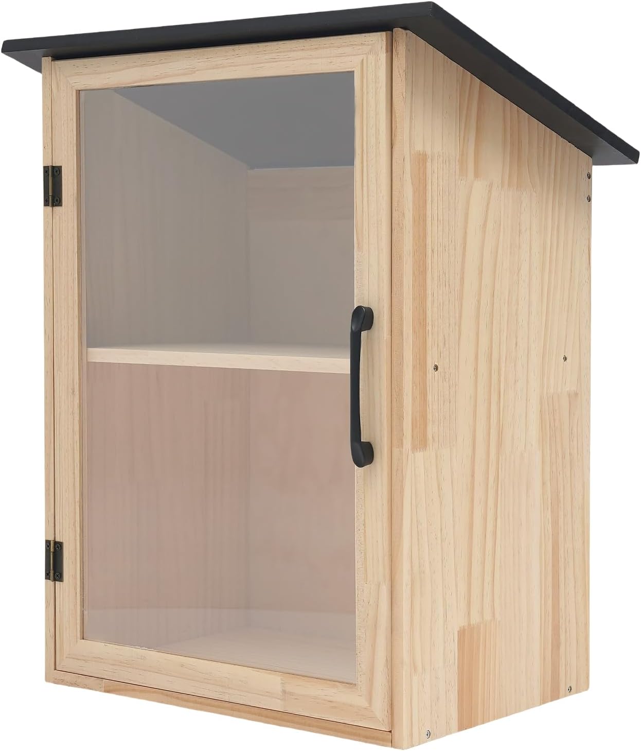 Outdoor Library Box, 16x11x22 Inch Literature Exchange Box Little Wood Cabinet with Shelf and Waterproof Roof for DIY, Neighborhoods Community and Schools Sharing Books, Literature and Newspapers