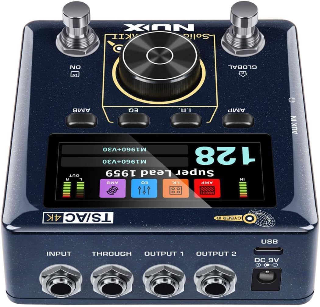 NUX Solid Studio MKII Preamp and IR Loader Pedal - Bundle with 2 Instrument Cables, 4 Patch Cables and Snark-X Tuner