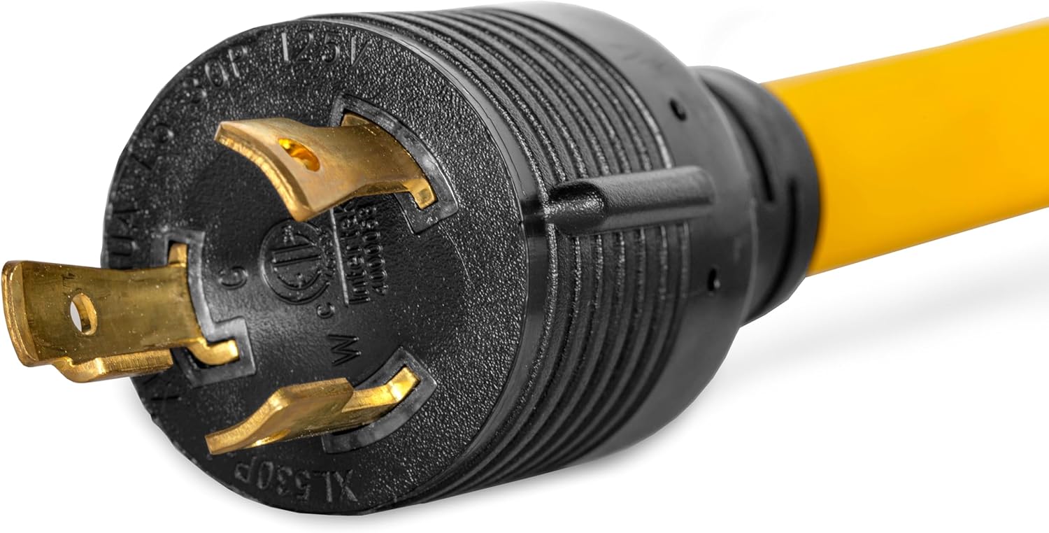 Wen 125V 30-Amp 10-Gauge Flattened Under-Door Generator Extension Cord Splitter, 25-Foot (converts L5-30R to Three 5-20R outlets) (PC5320F)