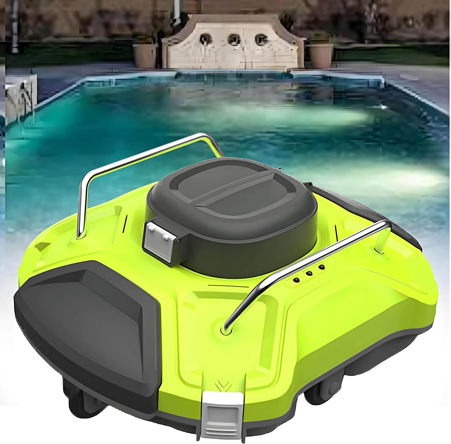Swimming Pool Cleaner Robot, Cordless Pool Cleaner Automatic, Pool Cleaning Machine, with Scraper, 200μm, 2.5m Water Depth, for Efficient Swimming Pool Maintenance