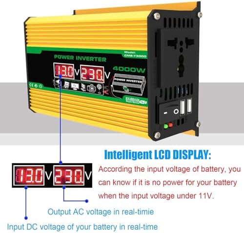 4000W Complete Solar Inverter Kit with 100W Solar Panels & 50A MPPT Controller - Off-Grid Power System for Home Backup, RV, Emergency, Yellow 12V-110V, Solar Energy Solution