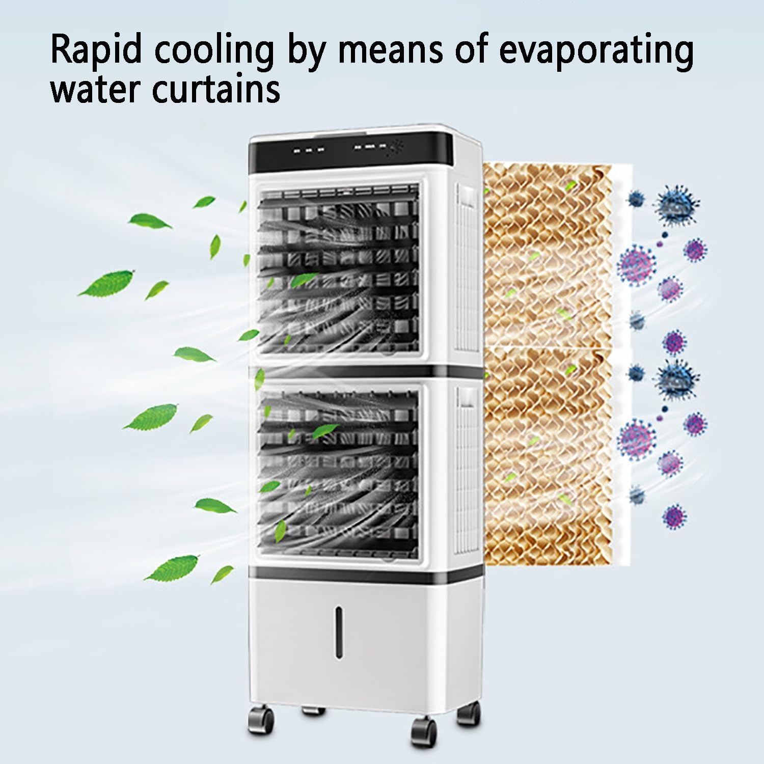 Portable Air Conditioners,Evaporative Air Cooler, Swamp Cooler with 14L Tank, Remote, Oscillation Cooling Fan with 3 Speeds, 12H Timer, Tower Fan for Room Office Garage Indoor Outdoor Use(65cm(25.59in