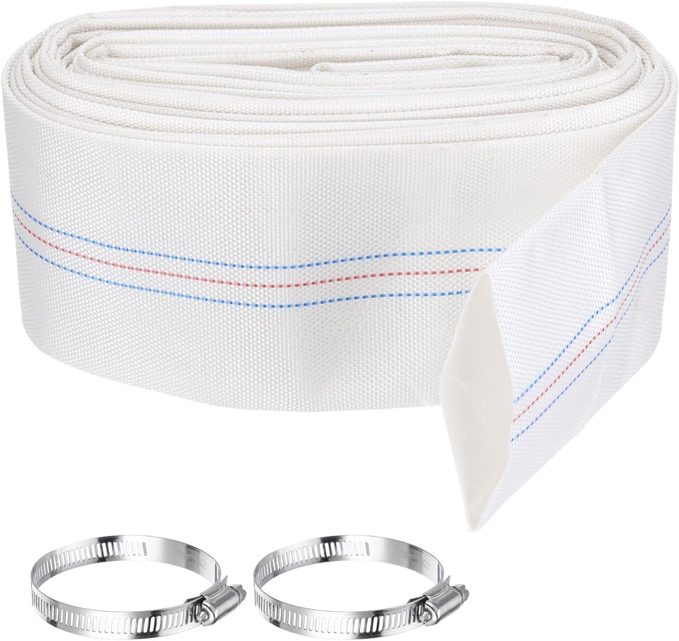 Pool Backwash Hose,2.5 Inch x 30ft Drain Discharge Pump Hoses,2pcs Clamps,White YESSC852