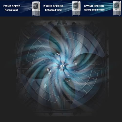 Portable Air Conditioners, Evaporative Air Cooler, 3-IN-1 Portable AC, 12 Hours Timer, 3 Wind Speeds, Double Water Tank, for Outdoor Indoor Use(90cm/35.4in)