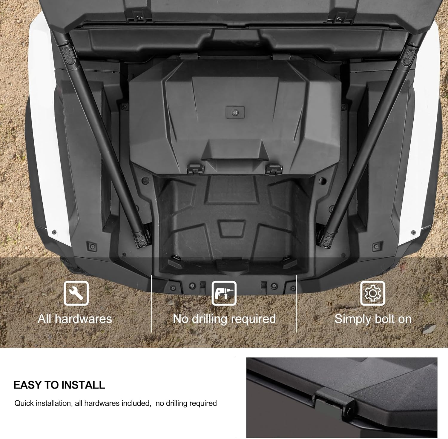 KIWI MASTER 82 QT Forward Cargo Box for 2024-2026 Polaris RZR XP 1000/RZR XP S 1000 Accessories, Replace OEM # 2889611, Rear Storage Bin