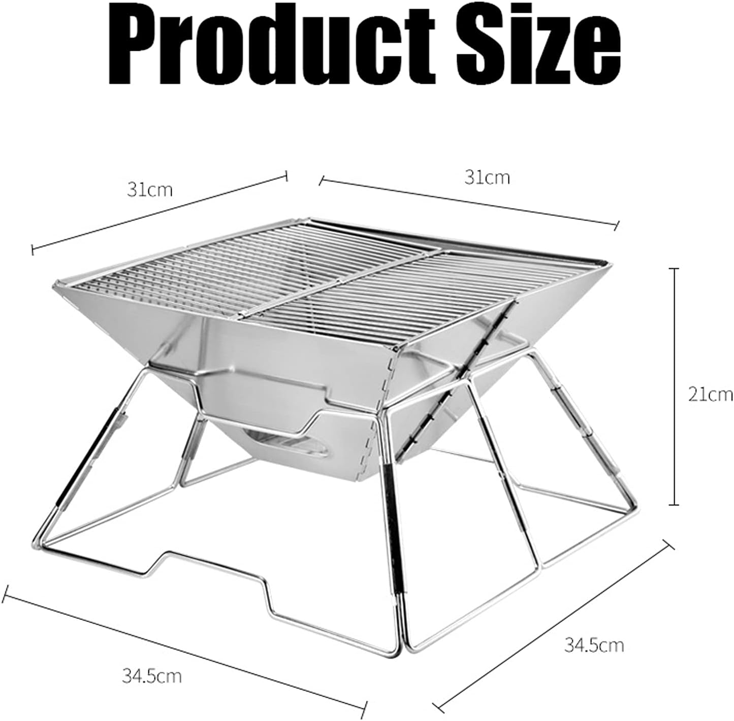 BBQ Grill BBQ Charcoal Grill Outdoor Folding Campfire Grill Stainless Steel Camping Fire Pit Heavy Duty Portable Camping Grill Grate ?With Carrying Bag