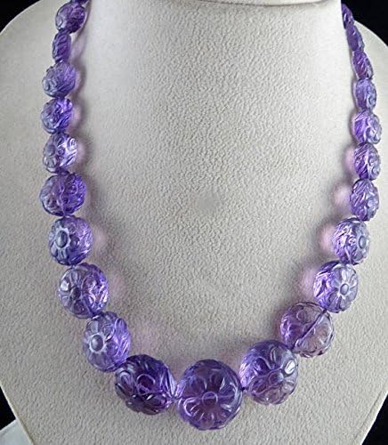 19 inch 1 strand necklace of natural amethyst flower shape carved cut 20-12mm beads for DIY jewelry making.