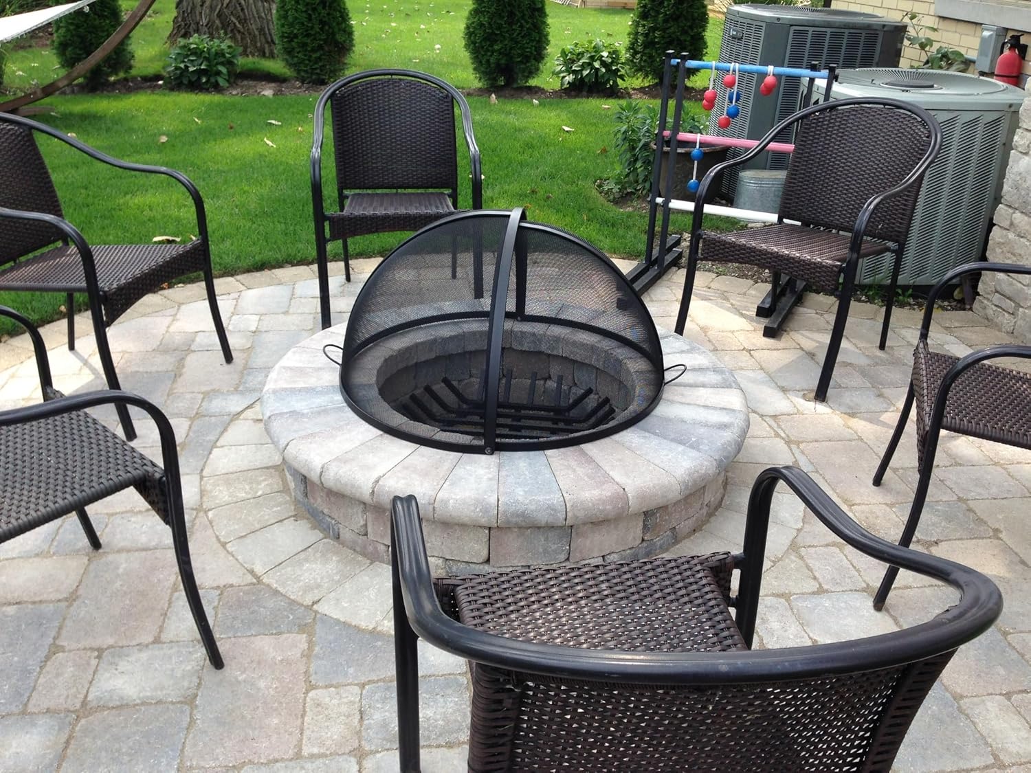 FIRE Pit Safety Screen- Pivot Model Round Fire Pit Screen 30″- 48″ Black