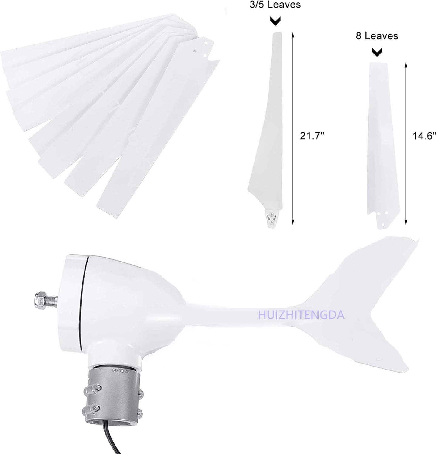 4000W-6000W Small Vertical Wind Turbine Permanent Magnet Generator, 3 Phase 12V/ 24V /48V Vertical No Noise Horizontal for Home/Camping(8 Blades)
