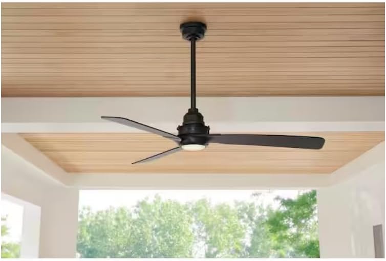Home-Decorators-Collection Ester 54-inch Smart Ceiling Fan with LED Light Kit, Adjustable Color Temperature, Black, Remote Control, Quick-Fit Installation, Indoor/Outdoor Use