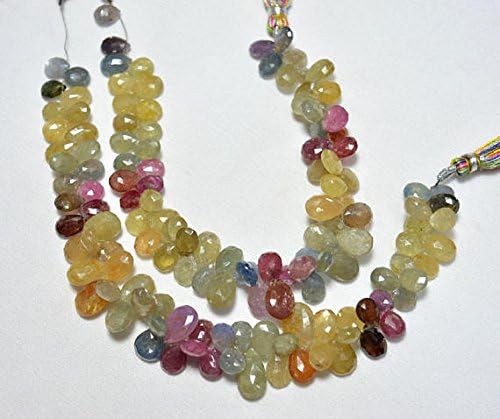 Multi Sapphire Gemstone Beads, Natural Sapphire Cut Pear Shape Beads, Gemstone For Jewelry, 6x8mm - 8x11mm 7.5 Inches Strand