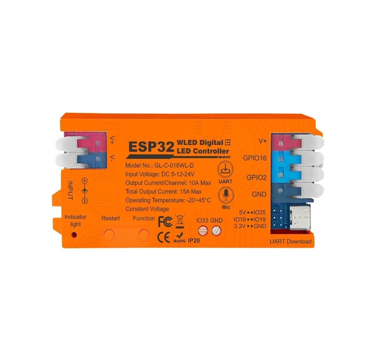 ESP32 WLED LED Controller Microphone Music DIY Dynamic Mode UART WS2811 WS2812 SK6812