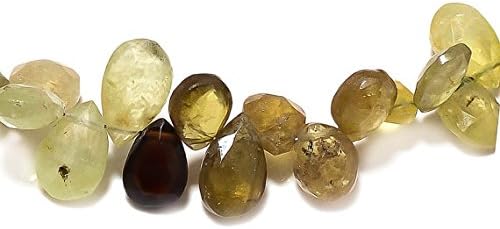 13 inch natural beads strand of 9x6mm faceted pear grossular garnet gemstone briolletes beads for DIY jewelry - necklace, bracelet, earring, ring.