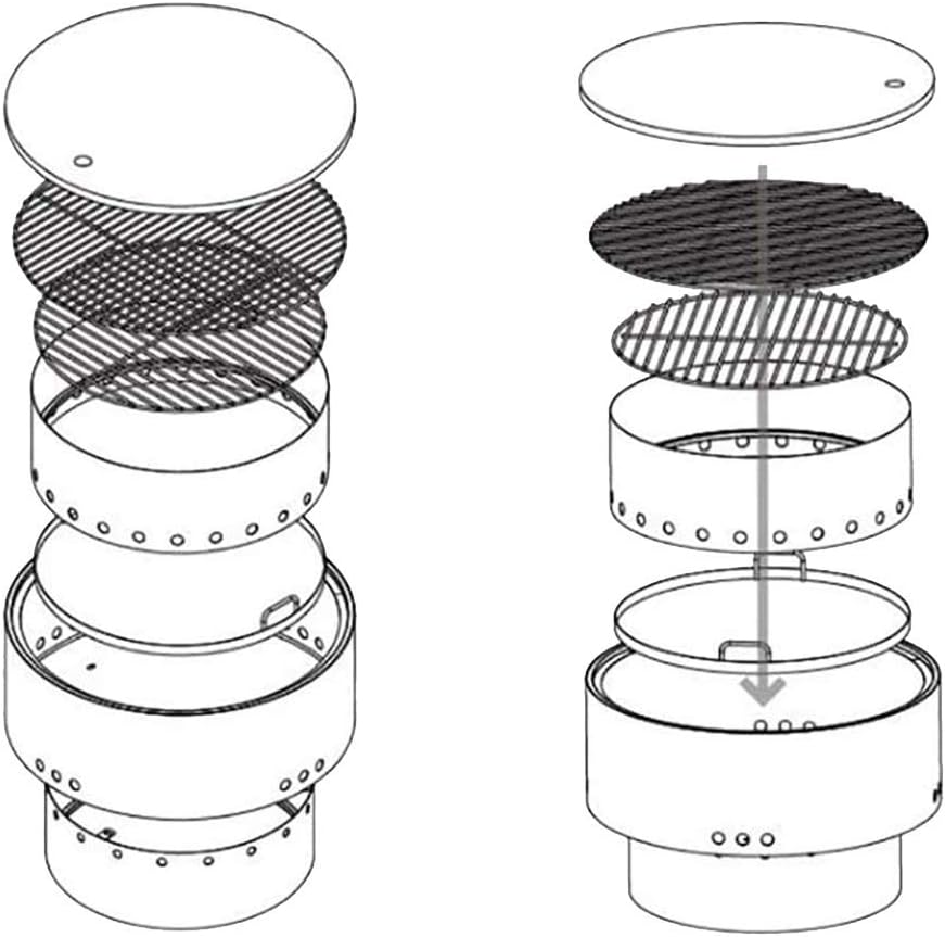 Outdoor Multifunctional Metal Fire Pit Garden BBQ Firepit Brazier Round Table Stove Patio Heater, 27.5 Inch, Thick Solid Steel DIY C
