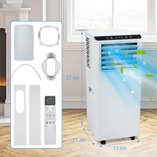 8,000 BTU Portable Air Conditioner, AC Unit with Built-In Cool, Dehumidifier & Fan Modes for Room Up to 350 Sq.Ft, Conditioner Remote Control, 24 Hour Timer, Installation Kit for Home/Offic