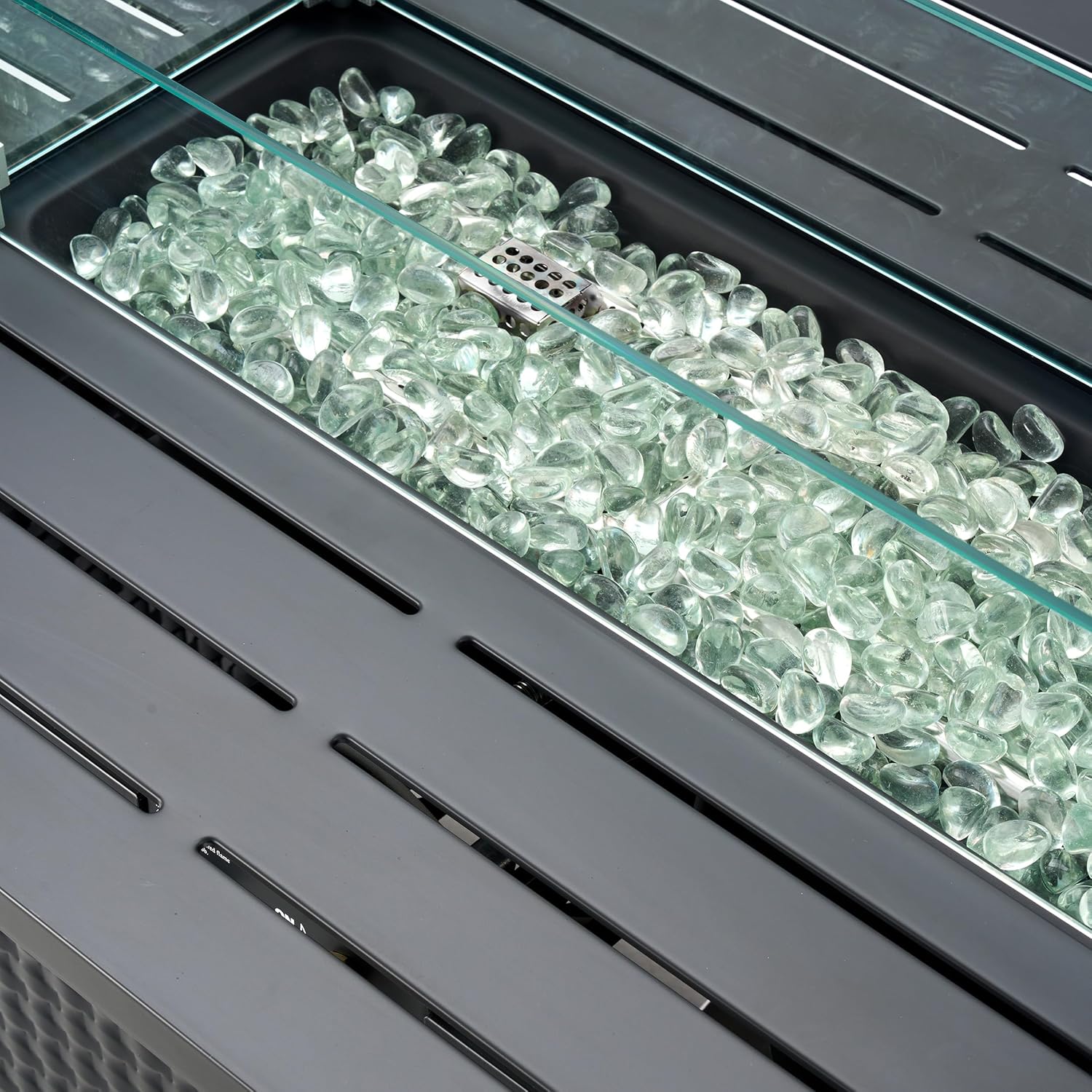 Rectangular Outdoor Propane Gas Fire Pit Table 50,000 BTU Propane with Lava Rock Filler