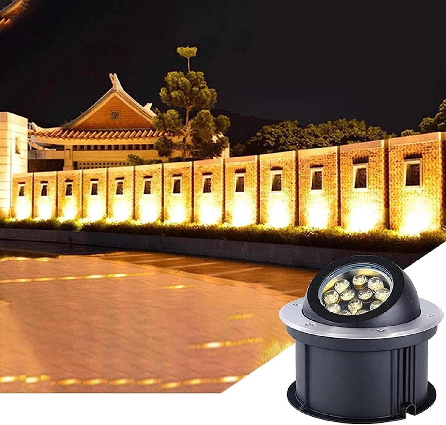 Landscape Lights - Outdoor Buried Lights, Less Steel LED Round Underground Lamp,Waterproof Garden Ground Angle Oblique Spot Light(White)