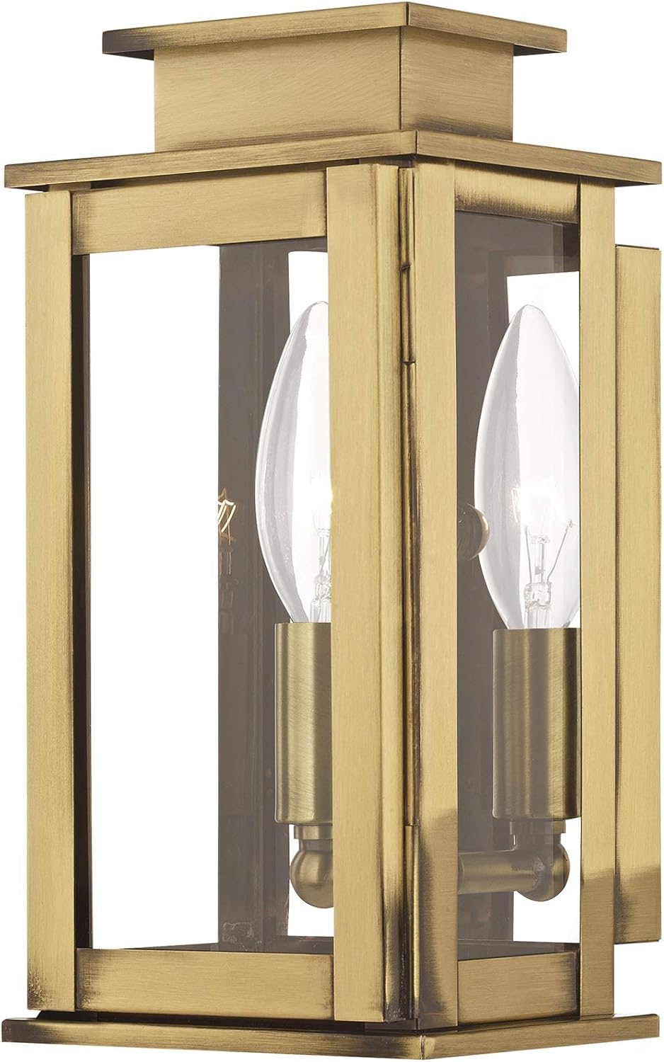 Livex Lighting 20191-01 Transitional One Light Outdoor Wall Lantern from Princeton Collection Finish, Antique Brass