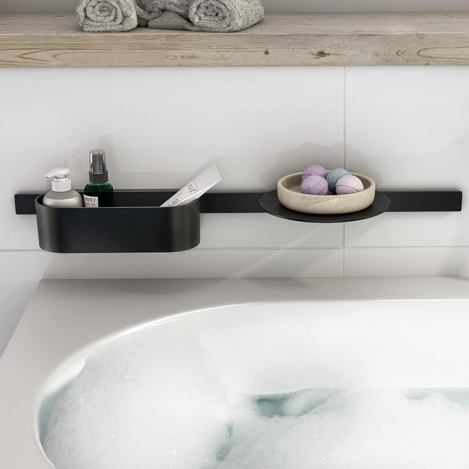 Hansgrohe WallStoris Bathtub Bundle, Bathroom Storage, Accessories Set, no Drilling, Matt Black, 27966670