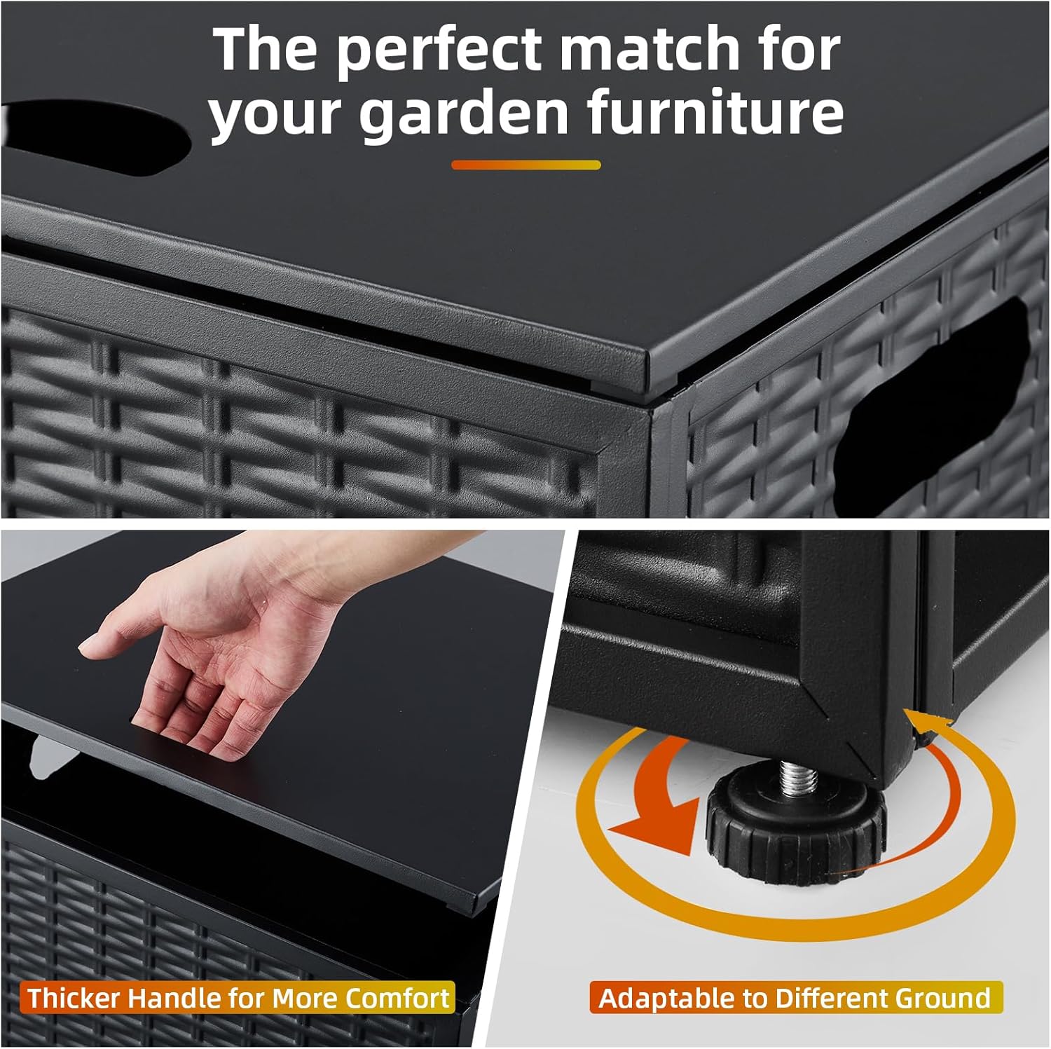 Propane Tank Cover Table, 16-inch Hideaway Table for Gas Fire Pits for 20 lbs Propane Tank Outdoor Gas Tank Storage Side Table for Gas Fire Pit Gas Grill Griddle Propane Stoves, Black