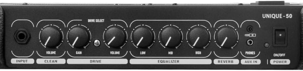 COOLMUSIC Electric Guitar Amp 50W Amplifier Practice Home Amplifier Built in Speaker Headphone Jack and Aux Input Includes Gain Low MID HIGH Volume