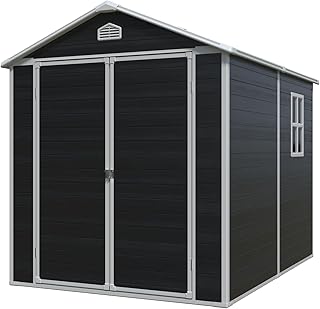 6 ft x 8 ft Resin Outdoor Storage Shed Kit-Perfect to Store Patio Furniture,Black