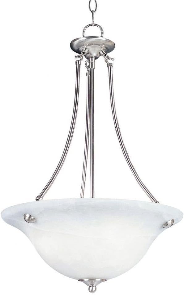 Maxim Malaga 3 Light Medium Pendant with Satin Nickel Finish and Marble Glass