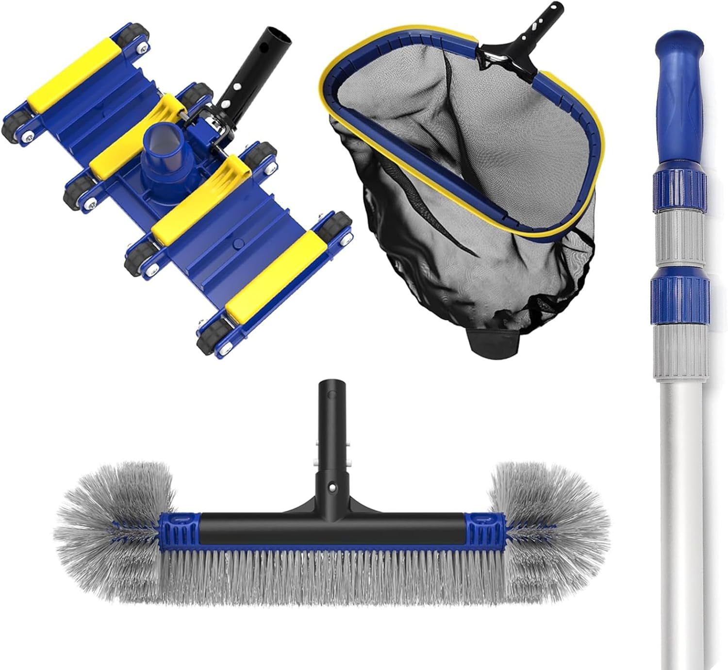 Poolvio Upgraded Pool Cleaning Kit & 15 FT Telescopic Swimming Pole
